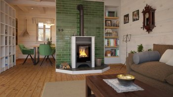 Kachlová kamna AQUAFLAM VARIO PERU 11/7kW, kachle bílá