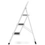 HIGHER Ocelové skládací schůdky – 3 stupně, bílá barva