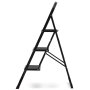 HIGHER Ocelové skládací schůdky – 3 stupně, černá barva