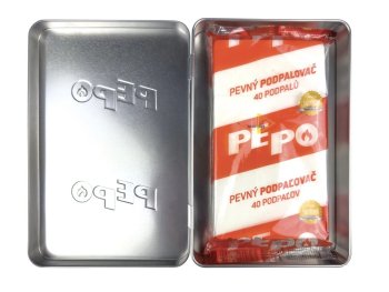 PE-PO plechová krabička s pevným podpalovačem