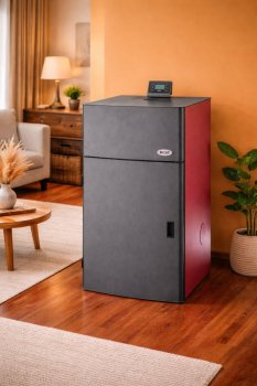 Peletová kamna s výměníkem BLIST Tera 22, 22 kW, červená