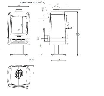 Krbová kamna NORDflam PILLAR, 5,7 kW, černá