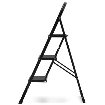HIGHER Ocelové skládací schůdky – 3 stupně, černá barva