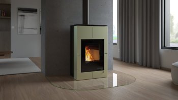 HS FLAMINGO krbová kamna AQUAFLAM VARIO SAPORO 11/5 kW - olivová - elektronická regulace