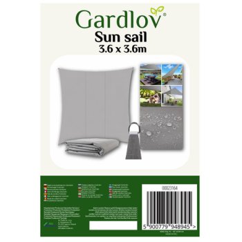 GARDLOV 23164 Stínová plachta 3,6x3,6 m šedá