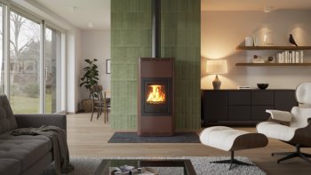 HS FLAMINGO krbová kamna AQUAFLAM 7 s výměníkem automatická regulace hnědá-sametová