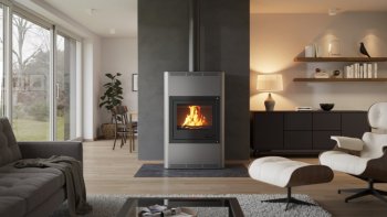 HS FLAMINGO krbová kamna AQUAFLAM 25 s výměníkem automatická regulace šedá