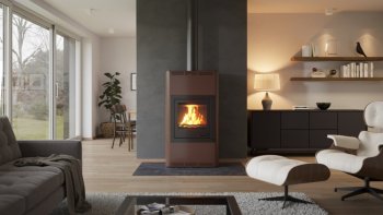 HS FLAMINGO krbová kamna AQUAFLAM 17 s výměníkem manuální regulace hnědá-sametová