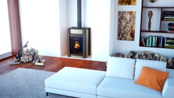 HS FLAMINGO krbová kamna AQUAFLAM VARIO KALMAR 11 kW - olivová (bez výměníku)