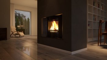 HS FLAMINGO krbová vložka AQUAFLAM 25 PANORAMA s výměníkem a manuální regulací