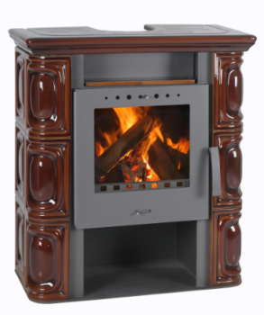 FLAMA kachlová kamna ALEA ECO - tmavě hnědá