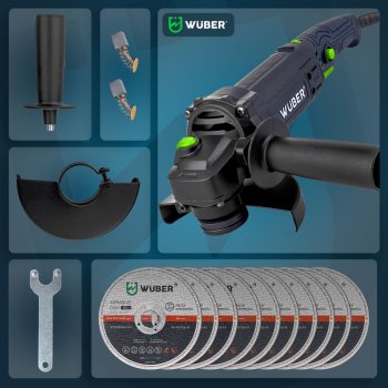 WUBER Úhlová bruska 1600W 125mm + 10 kotoučů W27474