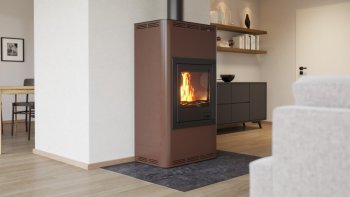 HS FLAMINGO krbová kamna AQUAFLAM 17 s výměníkem manuální regulace hnědá-sametová