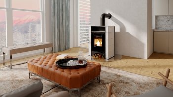 Kachlová kamna AQUAFLAM VARIO PERU 11/7kW, kachle bílá