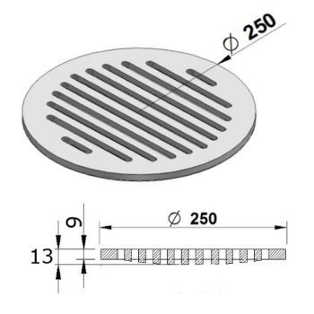 250 mm litinový rošt kulatý