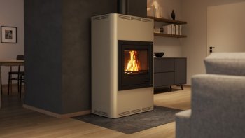 HS FLAMINGO krbová kamna AQUAFLAM 25 s výměníkem základní regulace krémová