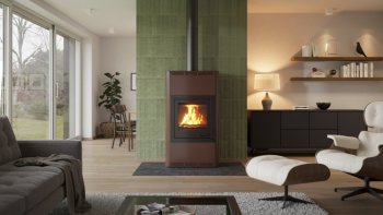 HS FLAMINGO krbová kamna AQUAFLAM 17 s výměníkem manuální regulace hnědá-sametová