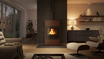 HS FLAMINGO krbová kamna AQUAFLAM 25 s výměníkem automatická regulace hnědá-sametová