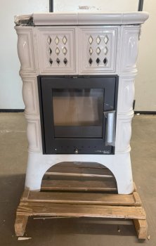 HAAS+SOHN kachlová kamna TREVISO II - černá, kachle slonová kost (II. Jakost)