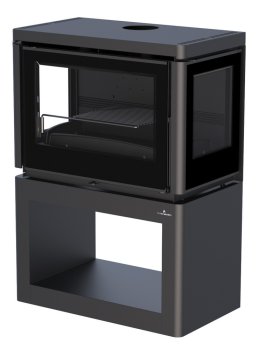 Krbová kamna BRONPI VERSALLES VISION s bočním sklem, 12 kW, černá