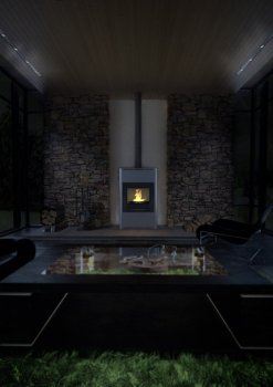 HS FLAMINGO krbová kamna AQUAFLAM 25 s výměníkem automatická regulace šedá