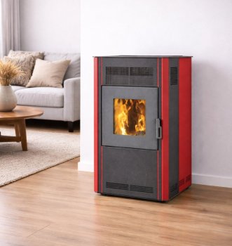 Peletová kamna BLIST Optima 10, 9 kW, červená