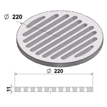 220 mm litinový rošt kulatý