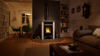 Kachlová kamna AQUAFLAM VARIO PERU 11/7kW, kachle bílá