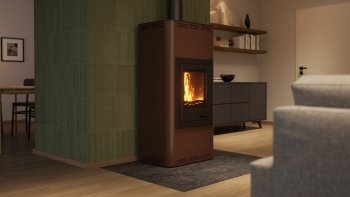 HS FLAMINGO krbová kamna AQUAFLAM 7 s výměníkem automatická regulace hnědá-sametová