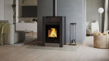 HS FLAMINGO krbová kamna AQUAFLAM VARIO LEND 11/7 kW - šedá - elektronická regulace