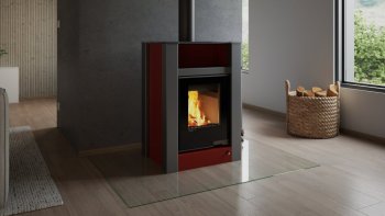 HS FLAMINGO krbová kamna AQUAFLAM VARIO LEND 11 kW - červená (bez výměníku)