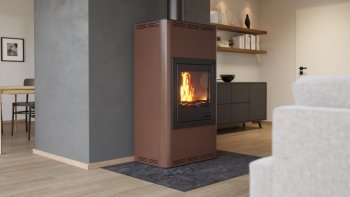 HS FLAMINGO krbová kamna AQUAFLAM 17 s výměníkem manuální regulace hnědá-sametová