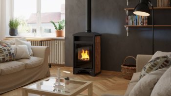 HS FLAMINGO krbová kamna AQUAFLAM VARIO BARMA 11/5 kW - Ořech - elektronická regulace