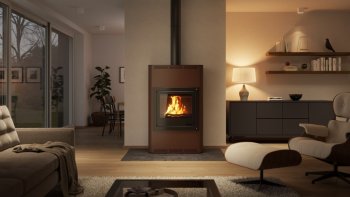 HS FLAMINGO krbová kamna AQUAFLAM 25 s výměníkem automatická regulace hnědá-sametová