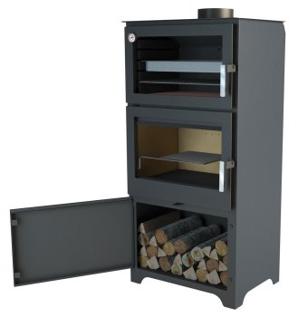 Krbová kamna BRONPI MURANO-L s troubou, 14 kW, černá