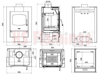 HS FLAMINGO krbová kamna ESPO II - šedá