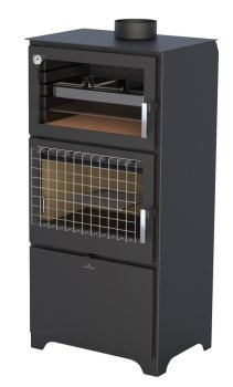 Krbová kamna BRONPI MURANO-L s troubou, 14 kW, černá