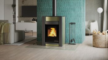 HS FLAMINGO krbová kamna AQUAFLAM VARIO KALMAR 11 kW - olivová (bez výměníku)