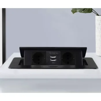 IZOXIS 21446 Dvojitá zásuvka ukrytá v desce stolu s USB