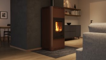 HS FLAMINGO krbová kamna AQUAFLAM 7 s výměníkem automatická regulace hnědá-sametová