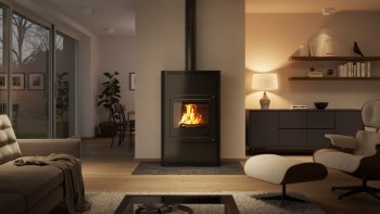 HS FLAMINGO krbová kamna AQUAFLAM 25 s výměníkem manuální regulace černá