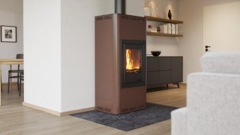 HS FLAMINGO krbová kamna AQUAFLAM 12 s výměníkem základní regulace hnědá-sametová