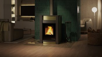 HS FLAMINGO krbová kamna AQUAFLAM VARIO KALMAR 11 kW - olivová (bez výměníku)