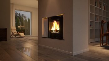 HS FLAMINGO krbová vložka AQUAFLAM 25 PANORAMA s výměníkem a manuální regulací