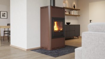 HS FLAMINGO krbová kamna AQUAFLAM 17 s výměníkem manuální regulace hnědá-sametová