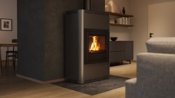 HS FLAMINGO krbová kamna AQUAFLAM 25 s výměníkem automatická regulace šedá