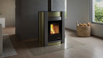 HS FLAMINGO krbová kamna AQUAFLAM VARIO KALMAR 11 kW - olivová (bez výměníku)