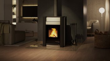 HS FLAMINGO krbová kamna AQUAFLAM VARIO KALMAR 11 kW - krémová (bez výměníku)