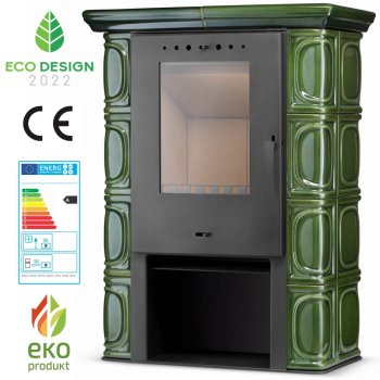 Kachlová kamna FLAMA ELDUR ECO, 6 kW, zelená