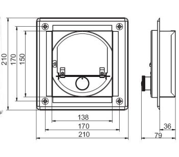 DARCO regulátor komínového tahu čtvercový 14x14cm